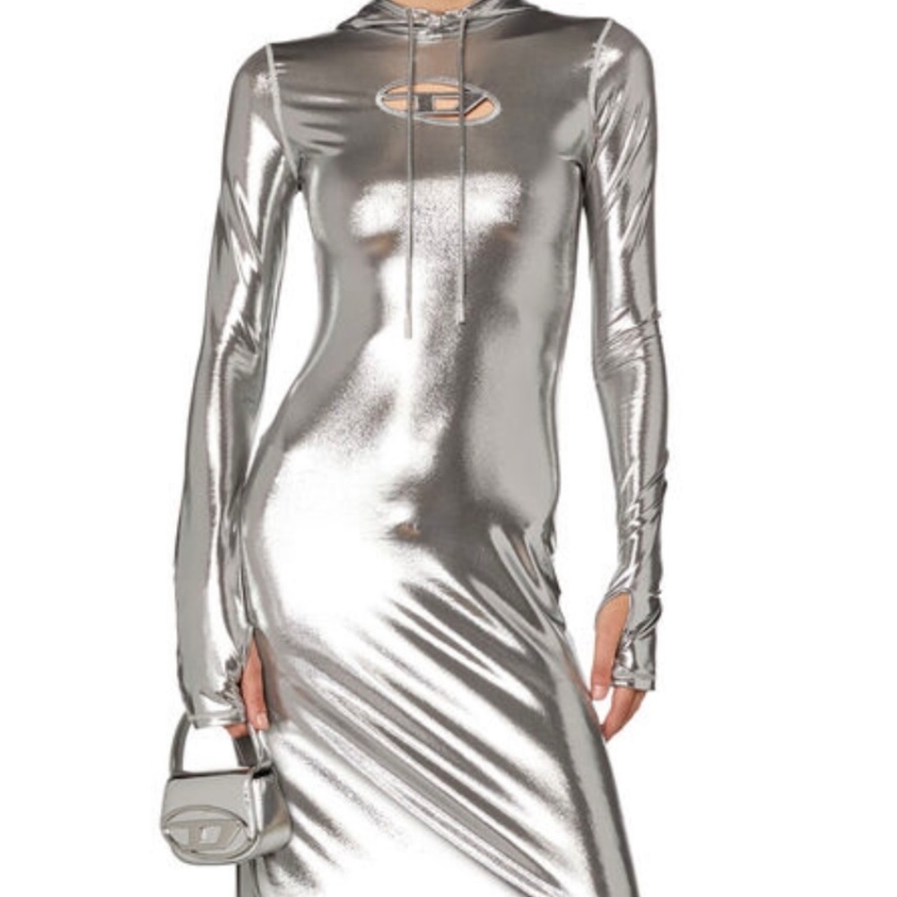 Diesel D-Mathilde L1 Metallic-Effect Maxi Dress - Grey